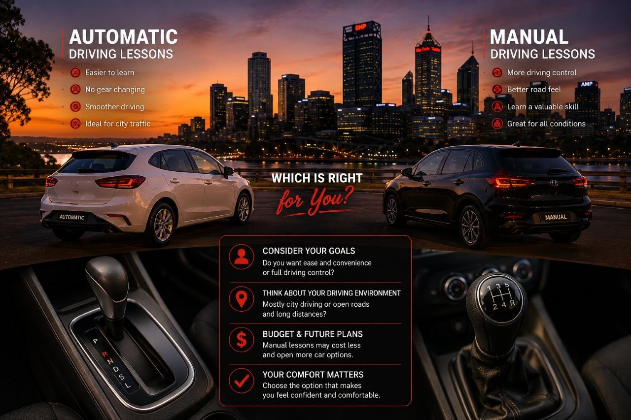 Automatic and manual driving lessons in Perth