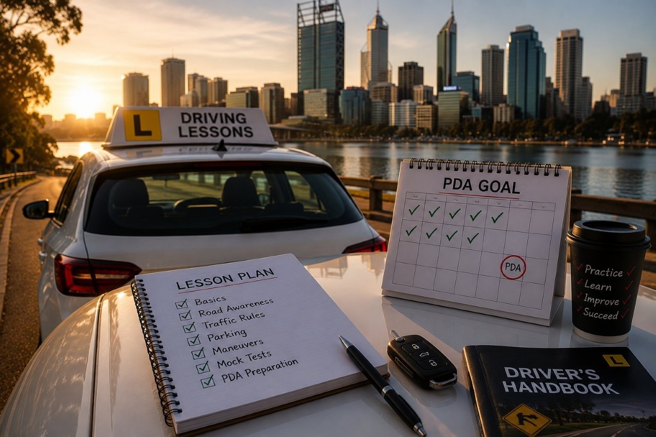 Learner driver taking driving lessons before PDA in WA