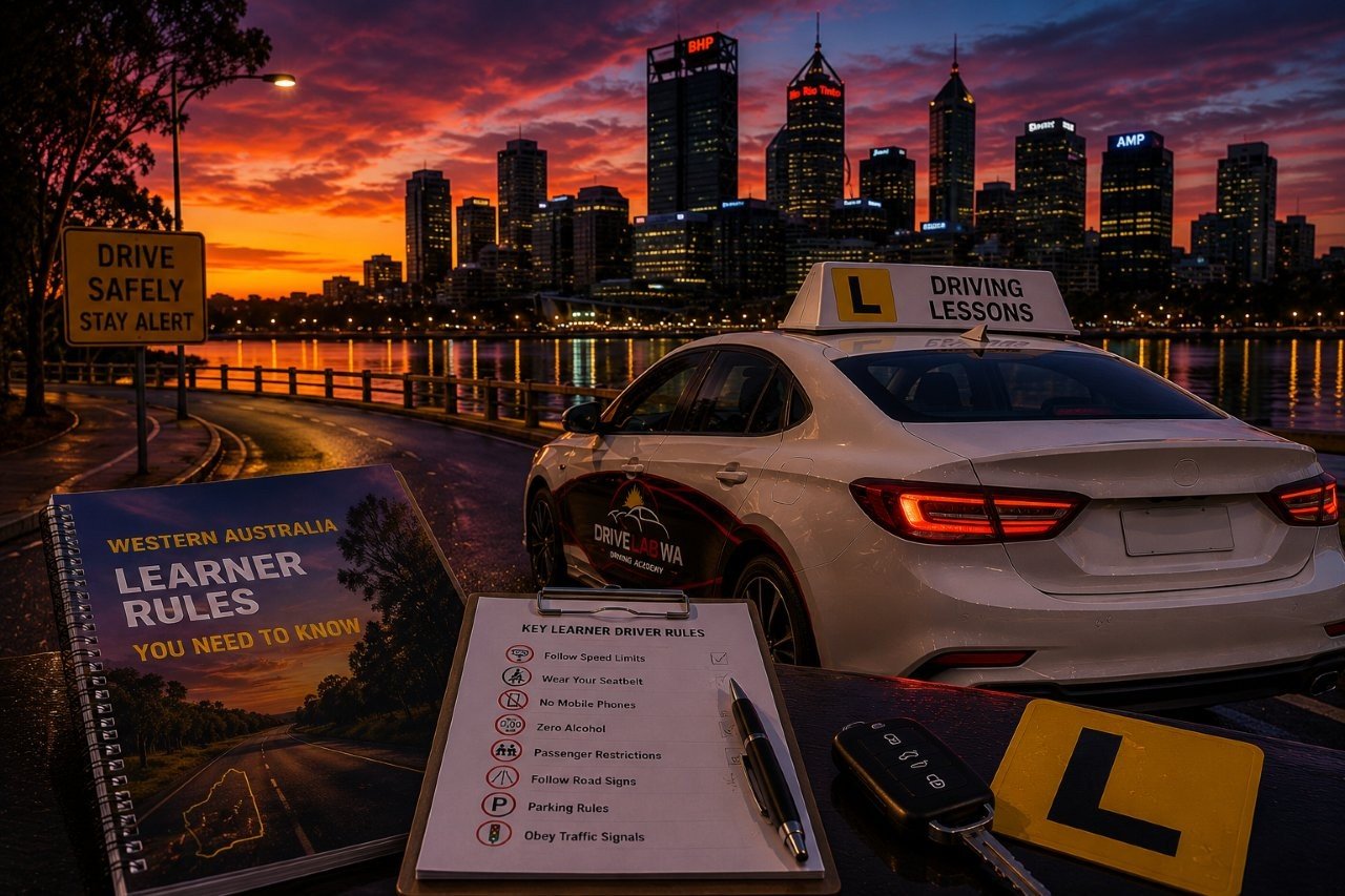 Learner driver learning WA driving rules in Perth